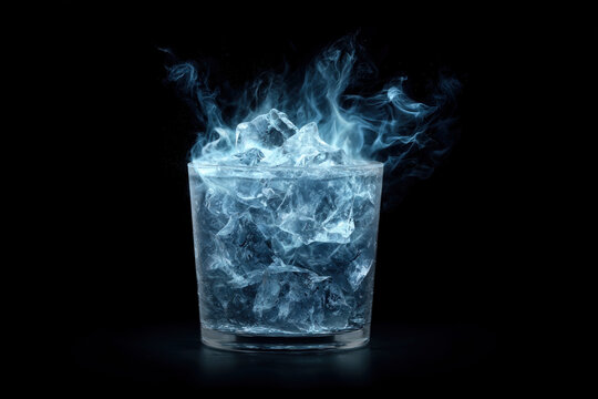 ghostly cocktail with floating ice, detailed cinematic lighting, ultra realistic, halloween theme