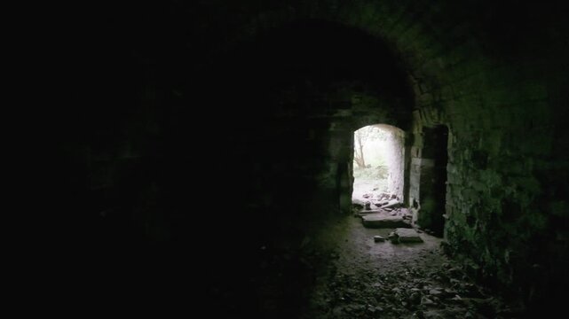 Dark chambers beneath Twizel castle on the Scottish Borders