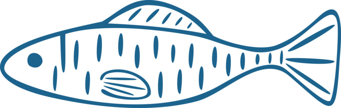 Line Art Striped Fish Illustration