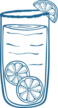Line Art Lemonade Cocktail Glass Illustration