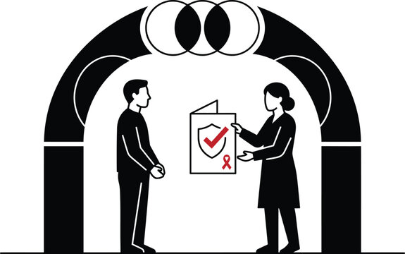 World AIDS Day Doctor Patient Test Report Arch Vector Illustration