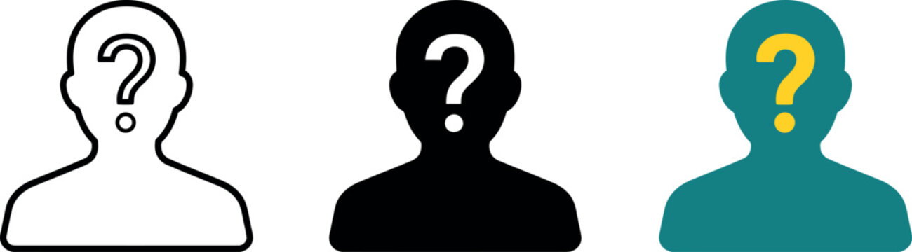 Three anonymous profile icons representing mystery identity and unknown person concepts