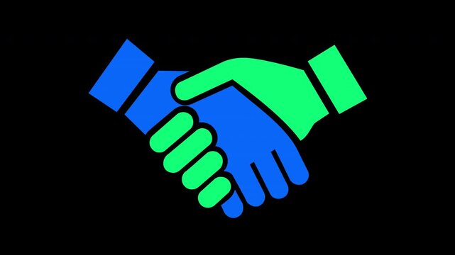 Minimalist Colorful Handshake Graphic Representing Collaboration Partnership and Business Agreement