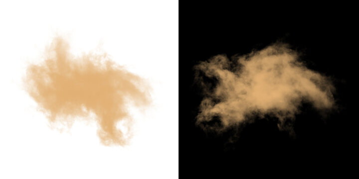 Abstract dust cloud or sand explosion isolated on transparent background