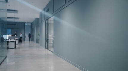 Fototapeta premium Modern office hallway with glass walls