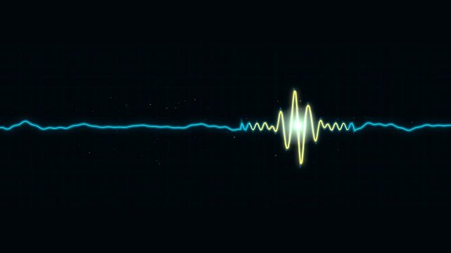 Heartbeat wave monitor pulsing on grid background during looping footage displaying health frequency and medical simulation in motion.