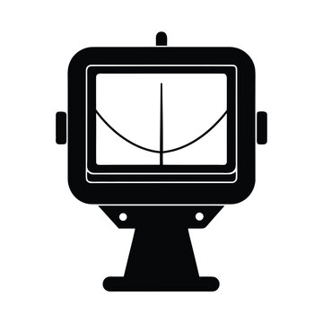Icon of a nautical inclinometer or clinometer used on ships to measure the angle of heel or roll, vector illustration