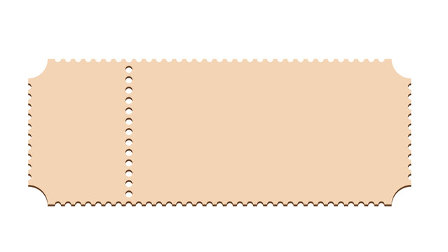 Blank light beige event ticket with scalloped edges and perforated section perforated edge admission ticket entry pass ticket stub graphic element vector design paper coupon raffle ticket