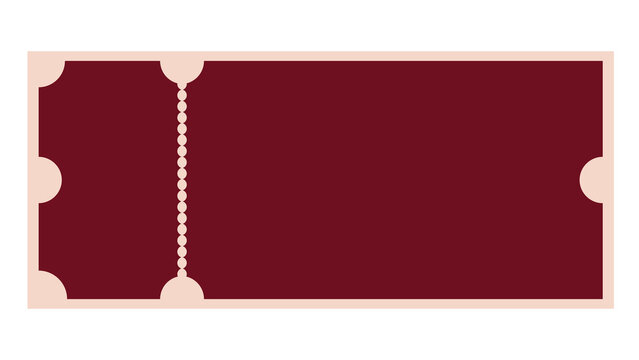 Blank dark maroon ticket with decorative frame and perforated tear off strip perforated edge admission ticket event pass red ticket stub entry ticket graphic resource event supply