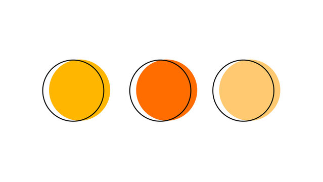 Three circles in shades of warm yellow and orange with a subtle drop shadow offset effect graphic design graphic resources warm colors minimalist geometric background illustration