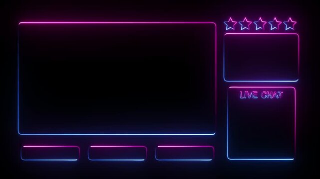 Neon glow digital interface futuristic screen display showcasing live stream data analytics dashboard