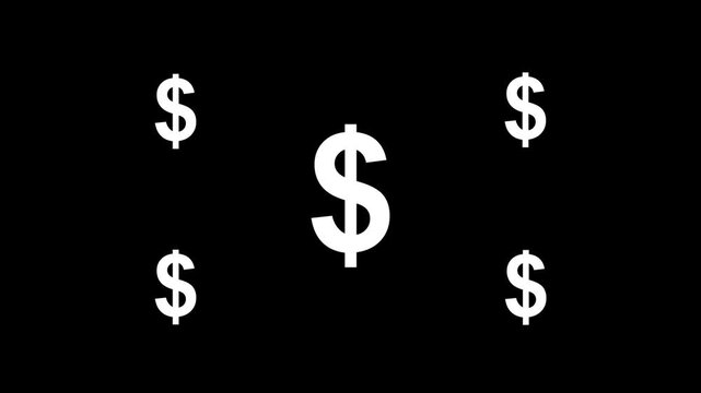 Minimalist dollar sign symbols collection contrast black background business finance visuals