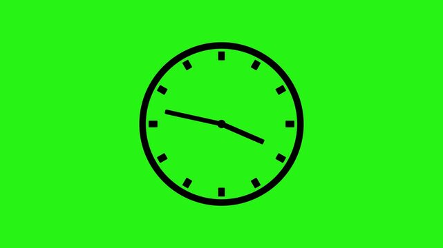 Fast motion clock hands spinning on green screen, time passing concept for business and productivity projects
