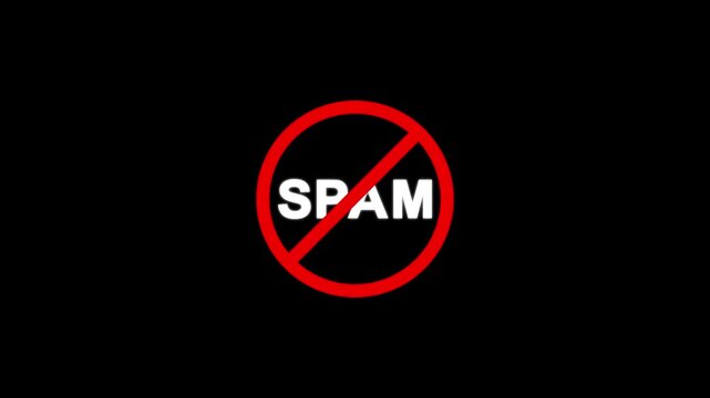 Bold anti spam symbol red circle no spam message clean minimalist business communication visual