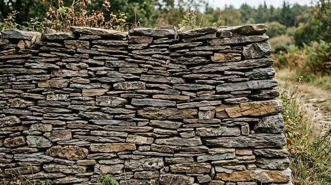 Ancient dry stone wall in a rural landscape