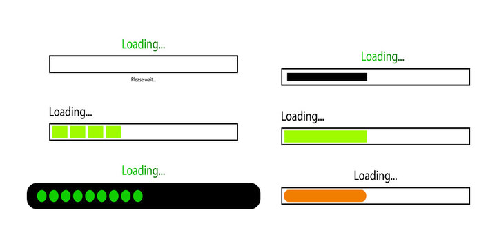 Loading animation icons with progress bars transparent background