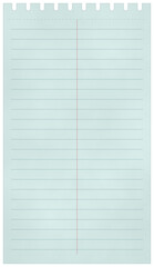 Seafoam steno pad page with centre divider line and rounded notches, isolated on transparent background © Nirob Kumar