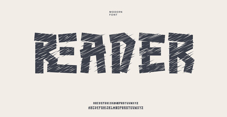 A creative typography design with the word READER on a beige background © Money