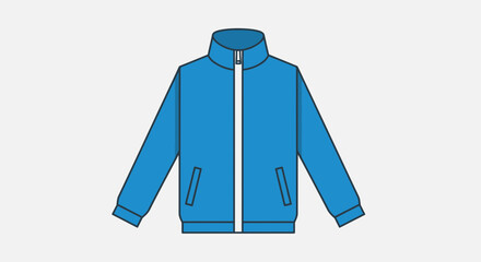Blue Track Jacket with Zipper, Isolated on Transparent Background © Wawan