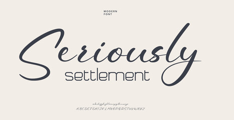 A modern font design with the words seriously settlement on a beige background © Money
