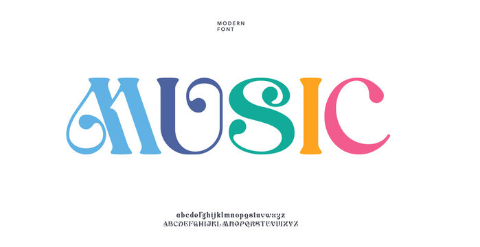 A colorful music logo with modern font on a white background