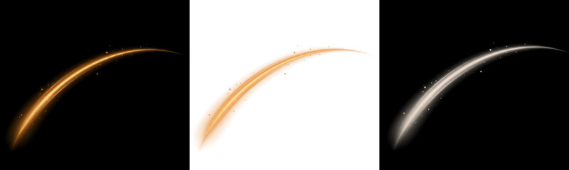 Glowing light trail, magic sparkle element isolated on transparent background © Shopna