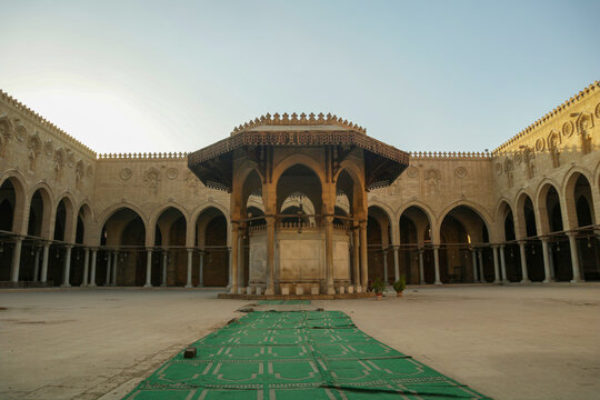 Open courtyard and ablution fountain of Sultan Al Muayyad Mosque.
