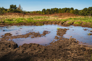 an off-road track for motocross or quad bikes, with puddles and mud © michal812