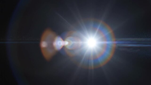 Lens flare effect with subtle light transition during a cinematic zoom in on a dark background