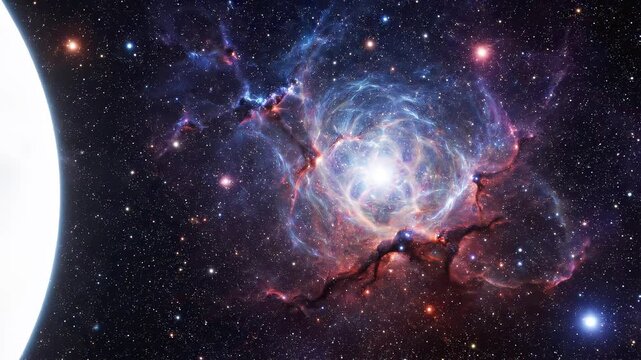 Lunar Phase Progression across Nebula background with subtle zoom effect