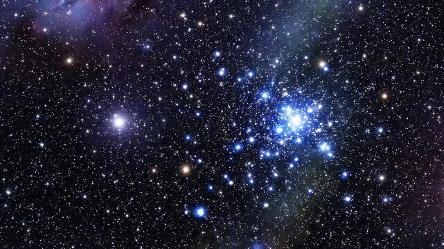 Nebula cluster transitions through stellar formation in deep space during cosmic evolution with dramatic lighting