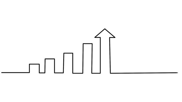 Upward arrow direction One line continuous drawing animation. animated hand- drawn banner lineart illustration design. isolated sign symbol monoline video black outline on white background backdrop
