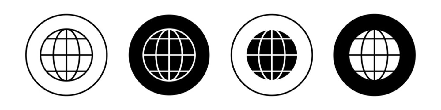 Globe icon flat outline in black