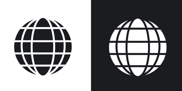 Globe icon flat outline in black