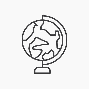 Globe icon flat outline in black