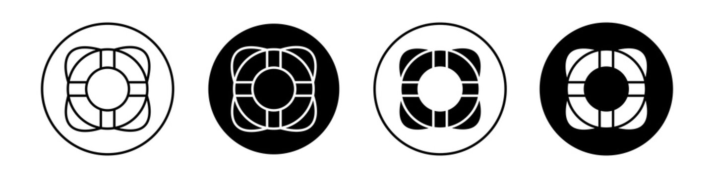 Lifebuoy icon flat outline in black