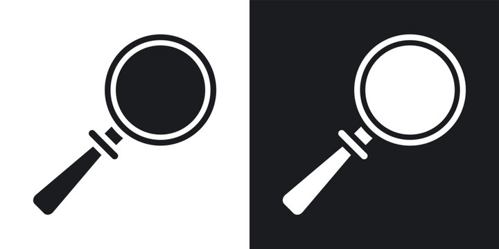 Loupe icon flat outline in black