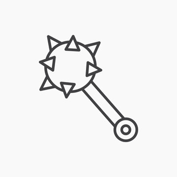 Mace icon flat outline in black