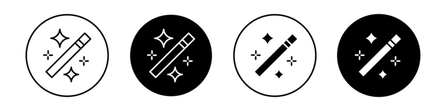Magic wand icon flat outline in black