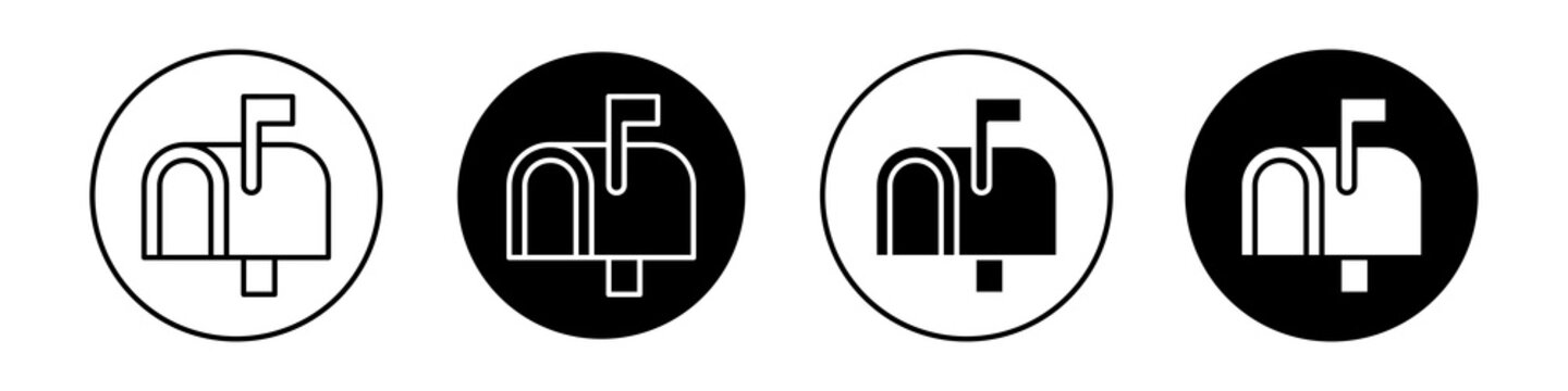 Mailbox icon flat outline in black