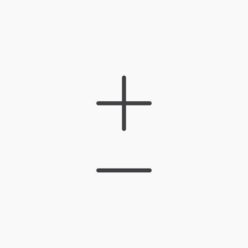 Plus minus icon flat outline in black