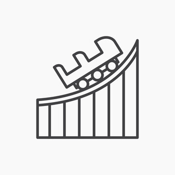 Roller coaster icon flat outline in black