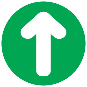 Green circle up arrow icon, round navigation button and upward direction symbol isolated on white background

