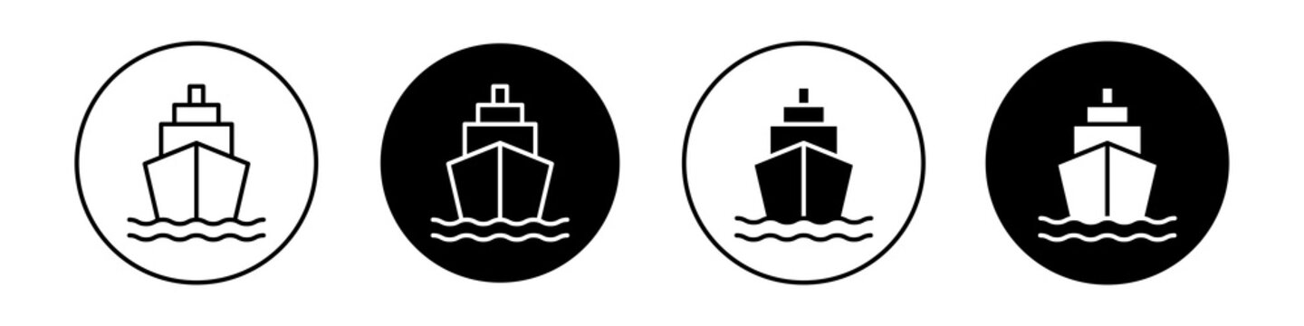 Ship icon flat outline in black