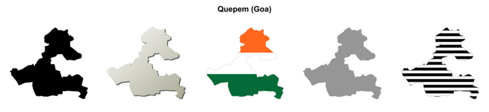 Quepem (Goa) blank outline map set