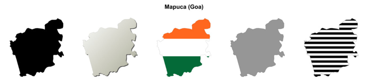 Mapuca (Goa) blank outline map set