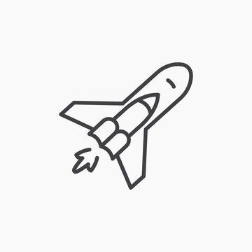 Space shuttle icon flat outline in black