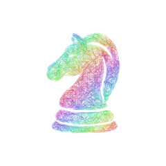 Multicolored sketch chess knight icon design © David Zydd