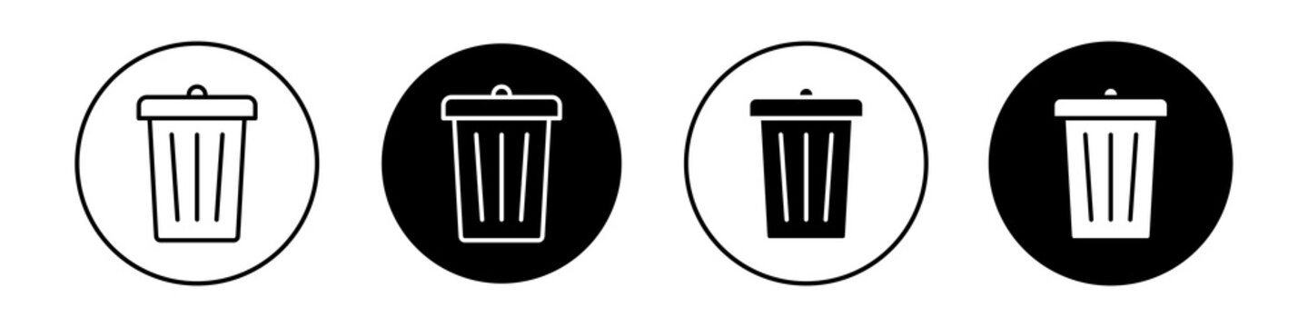 Trash icon flat outline in black