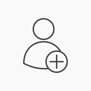 User add icon flat outline in black